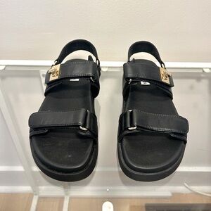 Steve Madden Mona Sandal- Black w/ gold hardware